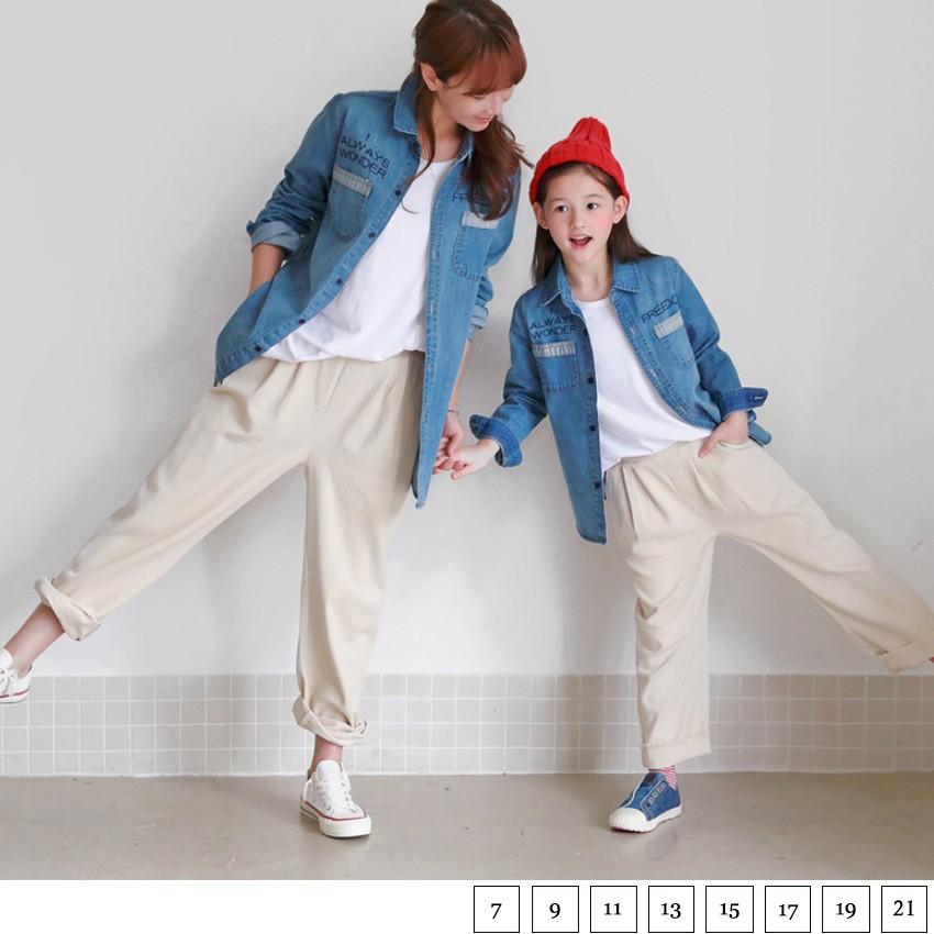 Soon 新作 秋 刺繍デニムシャツ トップス 長袖 ペアルック リンクコーデ 韓国服 子供服 キッズ ジュニア Ts57 Soon5th 韓国 子供服 キッズ 通販 Yahoo ショッピング