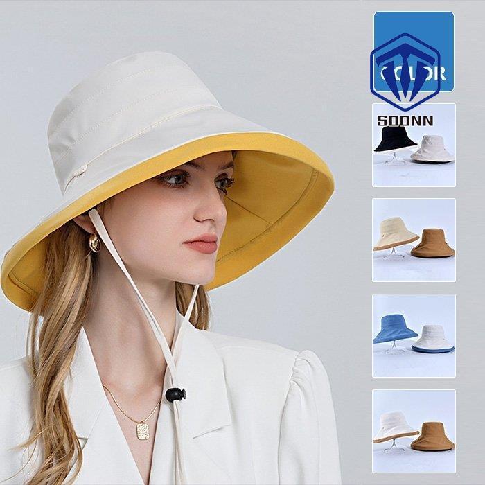 つば広帽子 両面用 ハット 帽子 レディース UVカット 紫外線対策 折りたたみ 日よけ帽子 紐付き 遮光 風で飛ばない帽子 春 夏 おしゃれ mzmwqq17461SOONN 通販