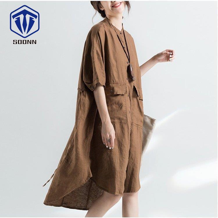 シャツワンピース レディース ゆったり ロング丈シャツ 長袖 マキシドレス コットン 夏 無地 Aライン 体型カバー カジュアル 快適 カバーオール 着痩せ 一流の品質
