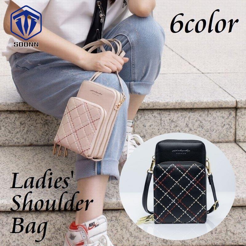 ショルダーバッグ レディース ポシェット 女性 婦人 フェイクレザー 多収納 チェック柄 ジップアップ ファスナー 多機能 上品 ハンドバッグ カバン Q4 Bagwo414 Soonn 通販 Yahoo ショッピング