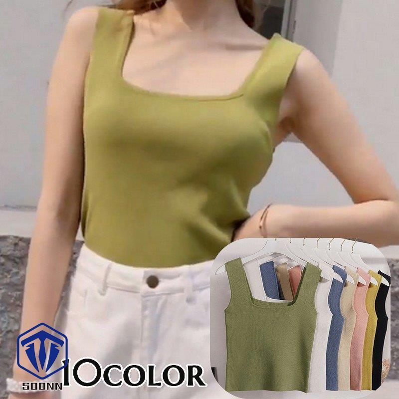 タンクトップ ニット レディース 婦人服 トップス インナー ノースリーブ スクエアネック 無地 単色 シンプル おしゃれ かわいい デイリー 普段使 Q4 Sywo364 Soonn 通販 Yahoo ショッピング
