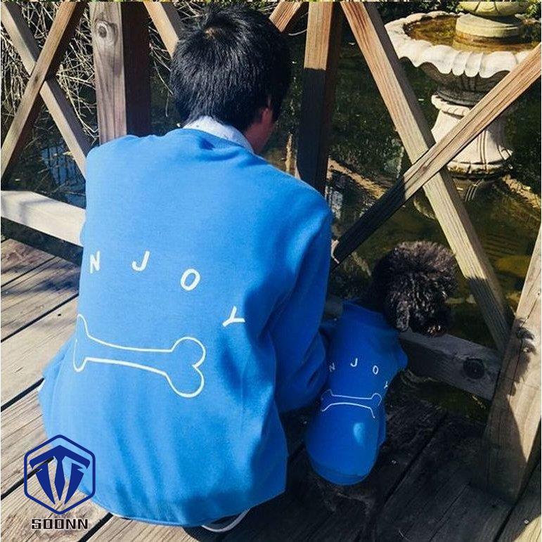 トレーナー お揃い 愛犬とお揃い 骨 ボーン Enjoy ブルー ペア 双子コーデ 秋 冬 あったか 長袖 おしゃれ 可愛い Q4 Sywo404 Soonn 通販 Yahoo ショッピング