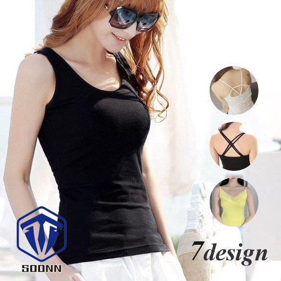 タンクトップ ノースリーブ キャミソール レディース 女性 インナーウェア 肌着 無地 Uネック Vネック レース クロス バックシャン 背中開き お 最大66 オフ