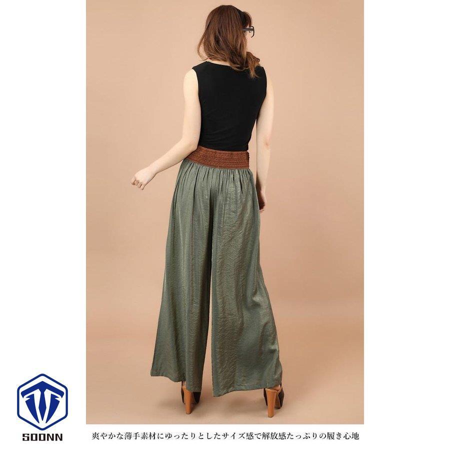 ワイドパンツ 体型カバー レディース ガウチョパンツ コーデ 夏 サマーパンツ 九分丈 薄手 ゆったり ロングパンツ レトロ パンツ お洒落 Q422 Kzwo402 Soonn 通販 Yahoo ショッピング