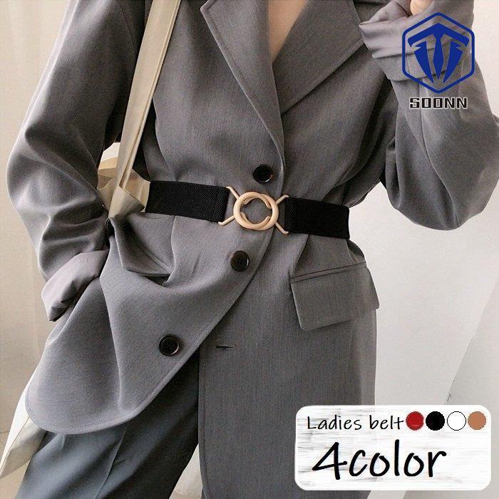 ベルト ゴム レディース 女性 ファッション小物 サークル 丸 円 リング フック式 穴なし 幅広 伸縮性 サッシュベルト ウエストマーク バックル Q422 Yd45 Soonn 通販 Yahoo ショッピング