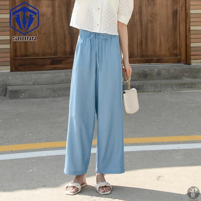 デニム風 パンツ ワイドパンツ パンツ レディース ガウチョパンツ