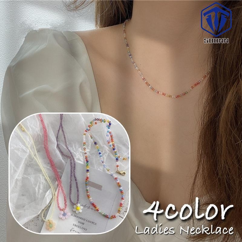 ネックレス ビーズ アクセサリー レディース 女性用 単品 カラフル 花 細め ジュエリー かわいい おしゃれ ギフト 記念日 誕生日 プレゼント 贈 Q721 Kzr448 Soonn 通販 Yahoo ショッピング