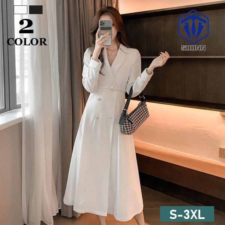 ワンピース 長袖 レディース ベルト付き カシュクール ミモレ丈 ロング丈 Vネック トレンチコート風 前開き ボタン ハイウエスト 大きいサイズ 無 Son Onepis164 Soonn 通販 Yahoo ショッピング