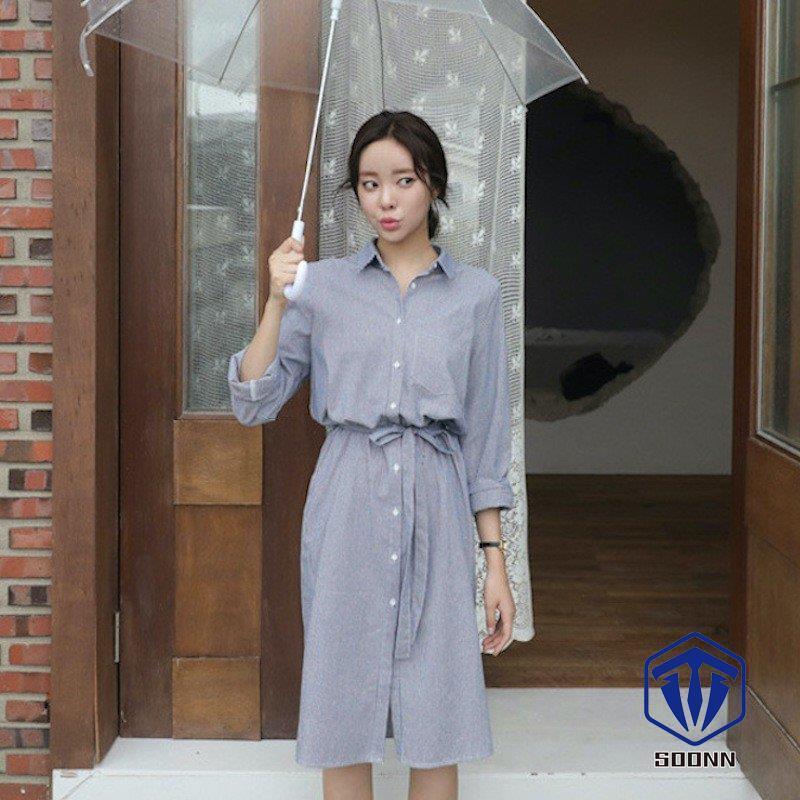 ワンピース シャツワンピース レディース 夏服 ひざ丈 七分袖 ストライプ ウエストリボン カジュアル ゆったり 体型カバー お出かけ 女の子 女性用 ふるさと納税