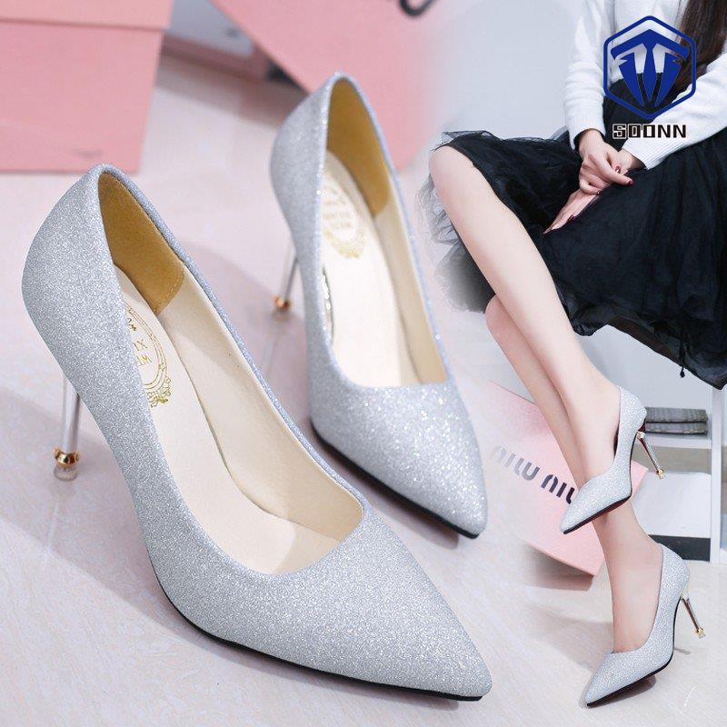 結婚式 靴 レディース パンプス かわいい ハイヒール 痛くない 美脚 キラキラ 春秋 シューズ ポインテッドトゥ ピンヒール ドレス 通勤 フォーマル 安い Xzwo Qq Soonn 通販 Yahoo ショッピング
