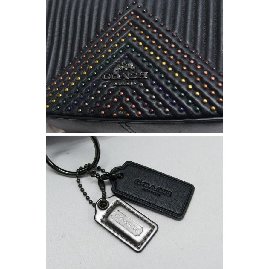 コーチ スタッズ キルティング 2WAY チェーンショルダーバッグ 黒