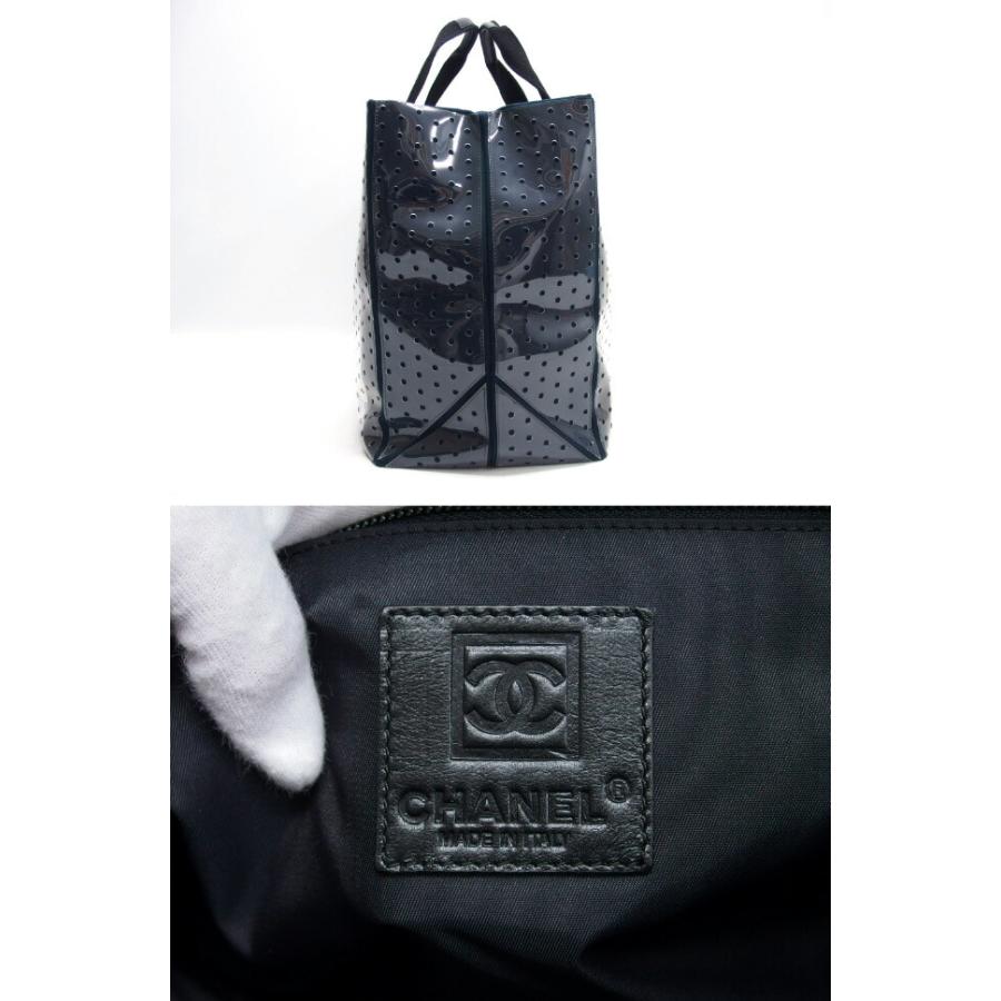 シャネル 09C テリークロスファブリック パンチング トートバッグ