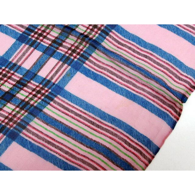 シャネル シフォンストール シャネル チェック柄 シフォン 大判ストール ロゴ ピンクx青x
