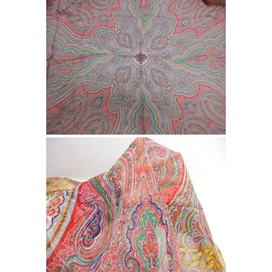 r*y様 CHANEL チェーンペイズリー柄スカーフ　used CHANEL シャネル ゴールドチェーン ペイズリー柄 シルク100