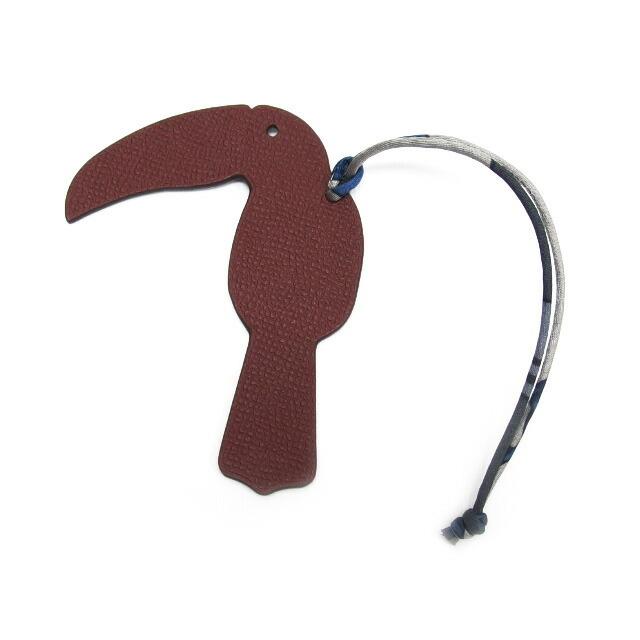 エルメス プティ アッシュ レザーチャーム オオハシ 茶x青系[20190629