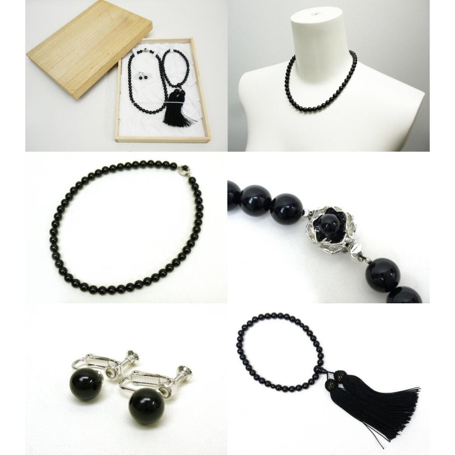黒珊瑚 3点セット ネックレス&イヤリング&数珠 木箱入り[4 黒珊瑚 3点セット ネックレス&イヤリング&数珠 木箱入り[4
