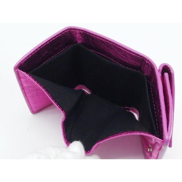 バレンシアガ ペーパーミニ コンパクト財布 メタリックピンク[20200728