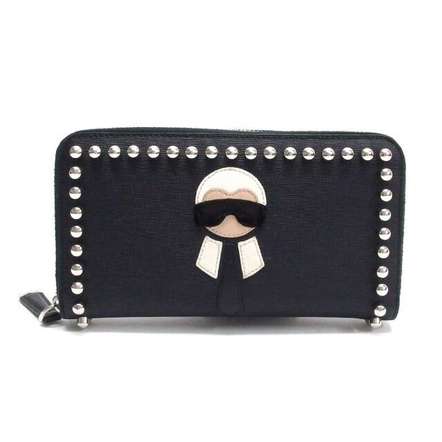美品✨FENDI フェンディ 長財布 ラウンドファスナー カーリト スタッズ