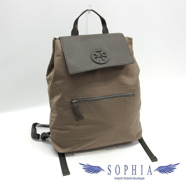 トリーバーチ グレージュ レザー バッグ リュック レディース 中古  