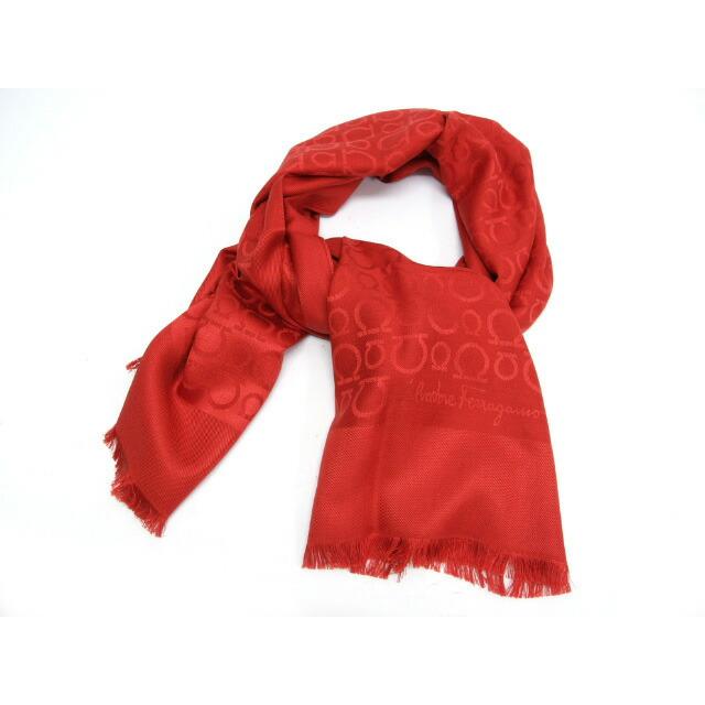 ☆美品☆Salvatore Ferragamo ガンチーニ柄 ストール 赤