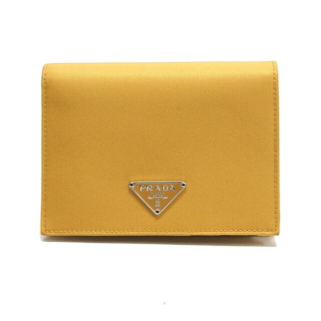プラダ テスート 三角ロゴプレート 二つ折り コンパクト財布 黄  