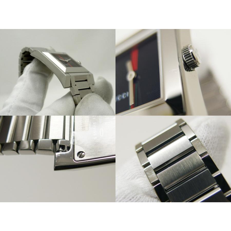 グッチ ウェビングライン レディースウォッチ 111L ブラック文字盤 SS