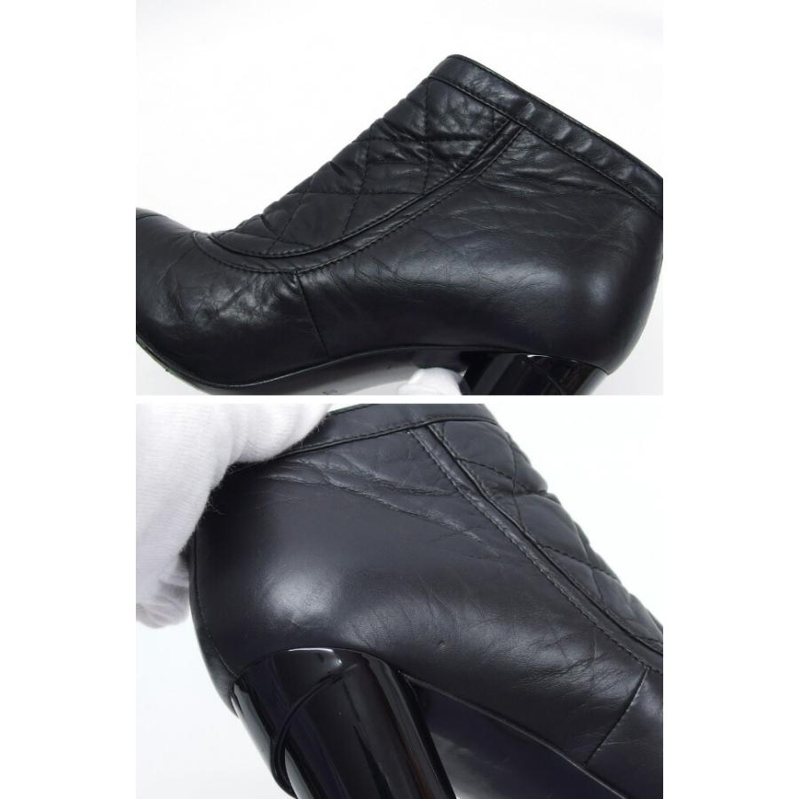 シャネル マトラッセ レザーショートブーツ ココマーク 23.5cm[訳あり 