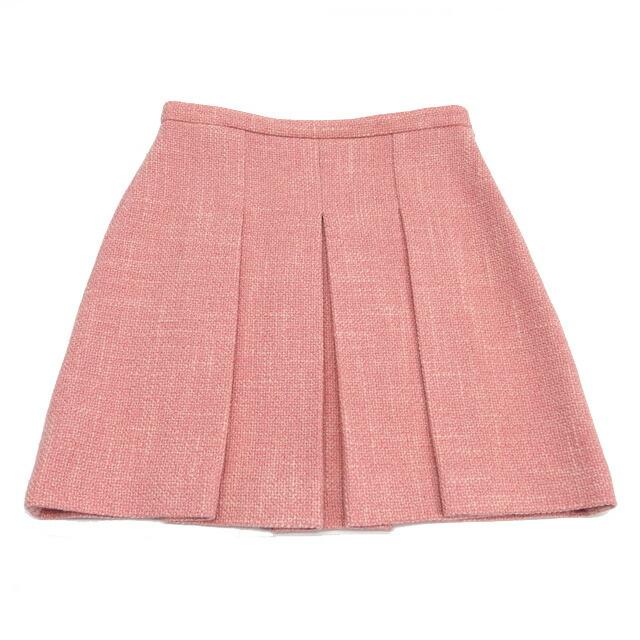 グッチ ツイード ボックスプリーツスカート ピンク M〜Lサイズ