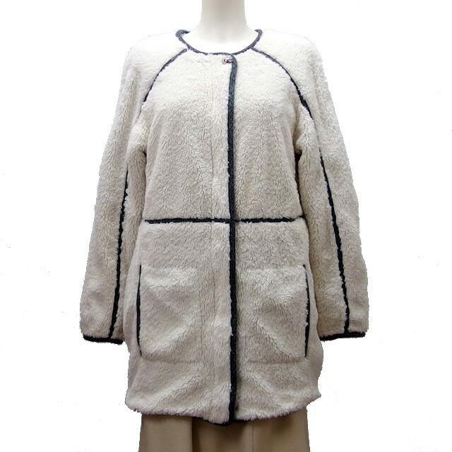 クロエ フェイクファー ハーフコート 白 パイピング XSサイズ[20250129