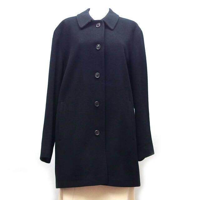 美品 【BURBERRY】 バーバリー カシミヤ混 L サイズ コート 黒 バーバリー ウール コート カシミア混 長袖 黒 Lサイズ[20251012