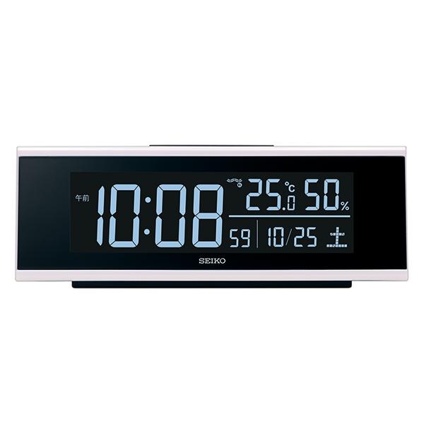 セイコー SEIKO 電波 デジタル時計 DL307W 交流式 AC電源 カラーLED表示 めざまし時計 温度湿度 ホワイト 名入れ｜sophias｜02