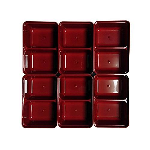 若泉漆器 重箱用仕切 6.5寸重用ブロック仕切6個用ハーフ仕切 朱6個 H-154-19A - | 