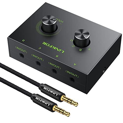 LiNKFOR 4ポート オーディオスイッチャー 4入力1出力/1入力4出力 3.5mm