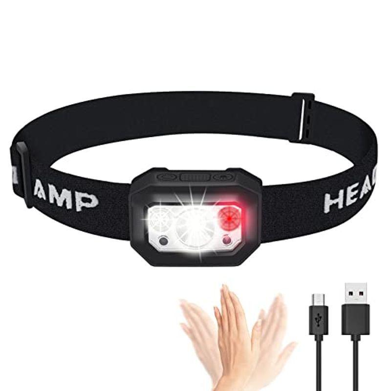 Hotione Led ヘッドライト 充電式 小型ledヘッドランプ 多用途 Ledヘッドライト センサー機能 記憶機能 頭につけるライト マーケティング