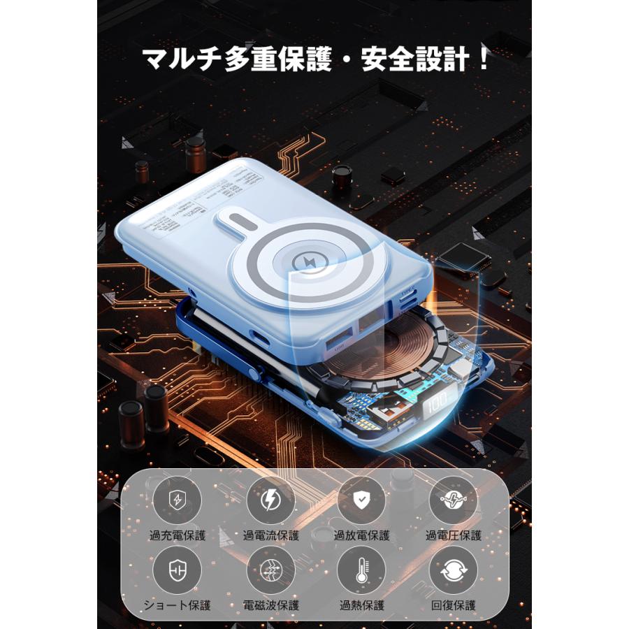 3,580円→2,980円12時間特売】モバイルバッテリー 10000mAh 軽量 iPhone 小型 maggsafe 大容量 4つケーブル・6台同時 タイプC ミニ マグネット式 LED 母の日 |  | 13