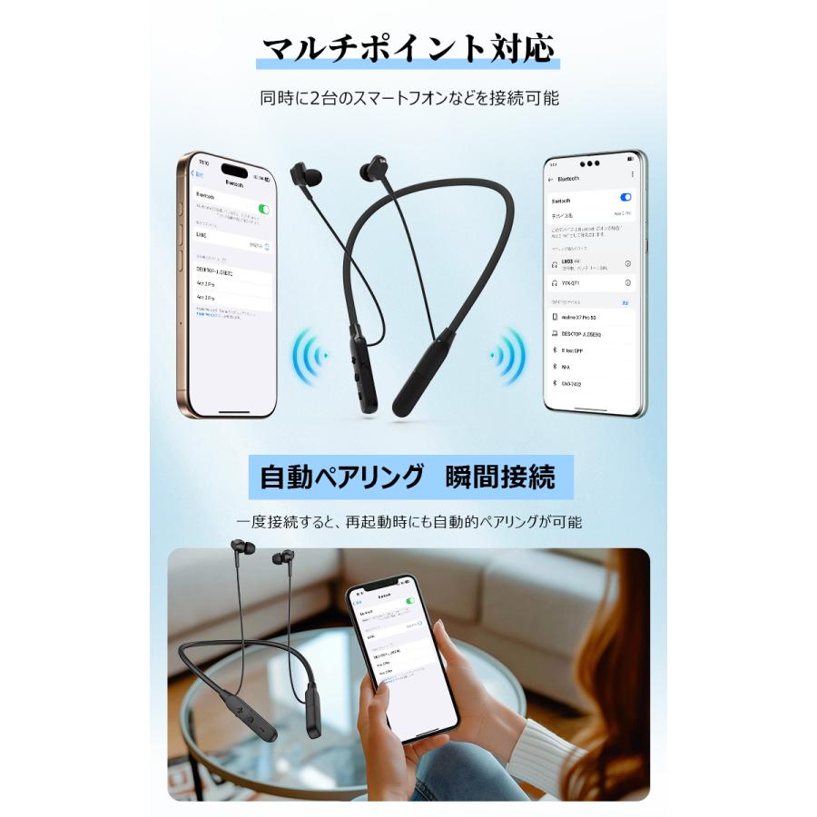 2,580円→1,790円 ワイヤレスイヤホン イヤホン 首掛け 有線 bluetooth
