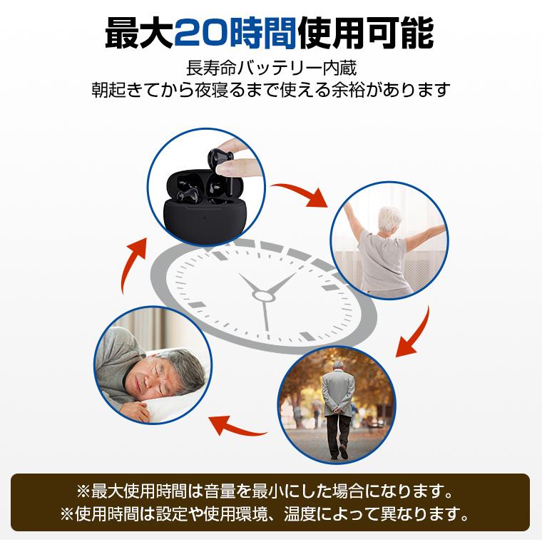 集音器 充電式 両耳 ワイヤレス 集音器 高齢者 口コミ 使いやすい イヤホン型 小型 デジタル ハウリングなし 片側3.5g 超軽量 5段音量 最大20時間 テレビ 父の日｜soppy-store｜17