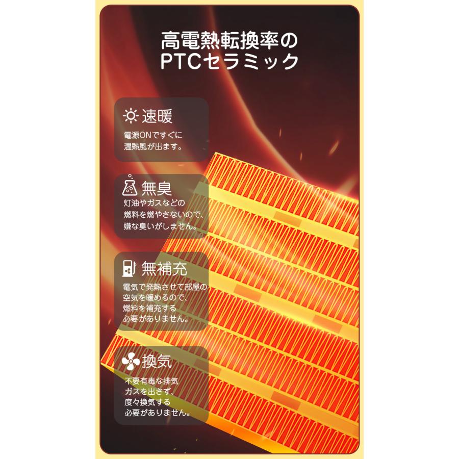 セラミックヒーター ファンヒーター小型 2秒速暖 温冷風扇 足元 省エネ 自動首振り 3段階切替 1200w 薄型 タイマ 静音 暖房器具 転倒OFF 電気ストーブ オフィス｜soppy-store｜17