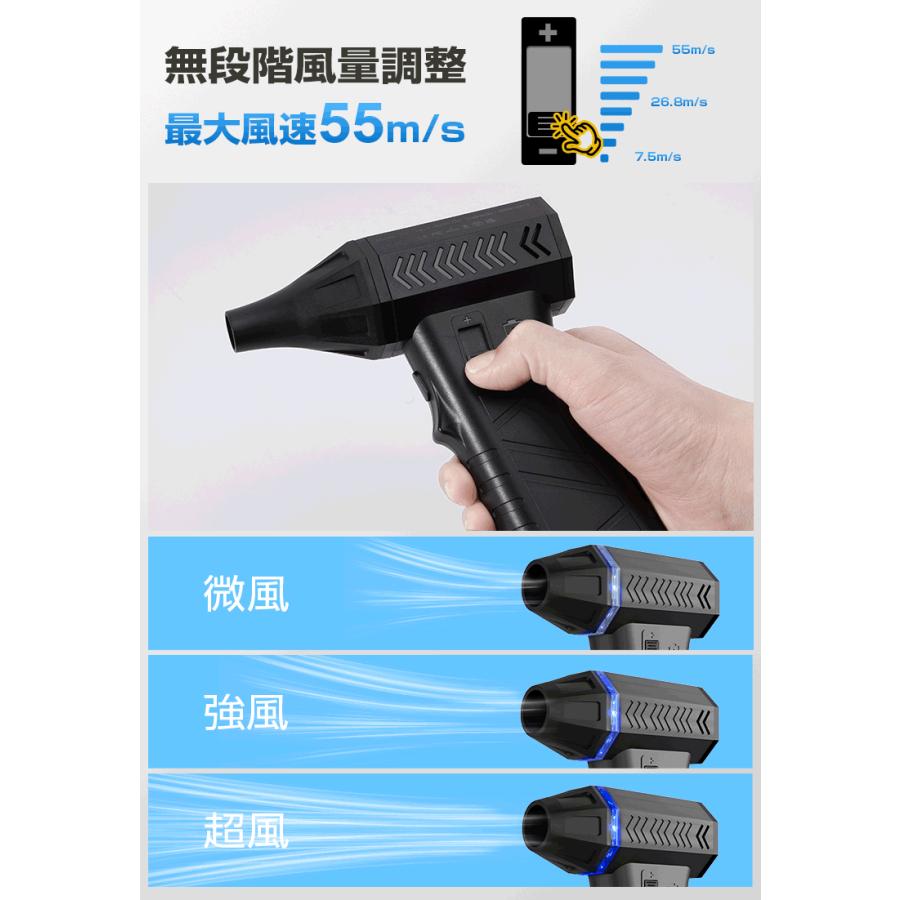 電動エアダスター ターボジェットファン 超強力 55m/s Type-C充電 電動エアダスター 超強力 充電式 小型 エアダスター ブロワー ジェット