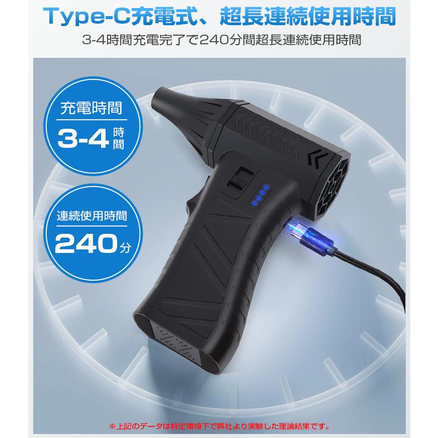 電動エアダスター ターボジェットファン 超強力 55m/s Type-C充電 電動エアダスター 超強力 充電式 小型 エアダスター ブロワー ジェット