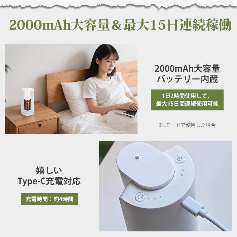 2026年 アロマディフューザー アロマ芳香器 水なし コードレス 車 充電