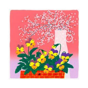 【無料ラッピングサービス有り】 吉岡浩太郎 額縁付きシルクスクリーン 版画 348×348mm 小さな花
