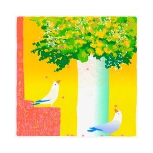 【無料ラッピングサービス有り】 吉岡浩太郎 額縁付きシルクスクリーン 版画 348×348mm 小鳥と花