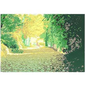 吉岡浩太郎 額縁付きシルクスクリーン 版画 557×442mm 木もれ陽の路