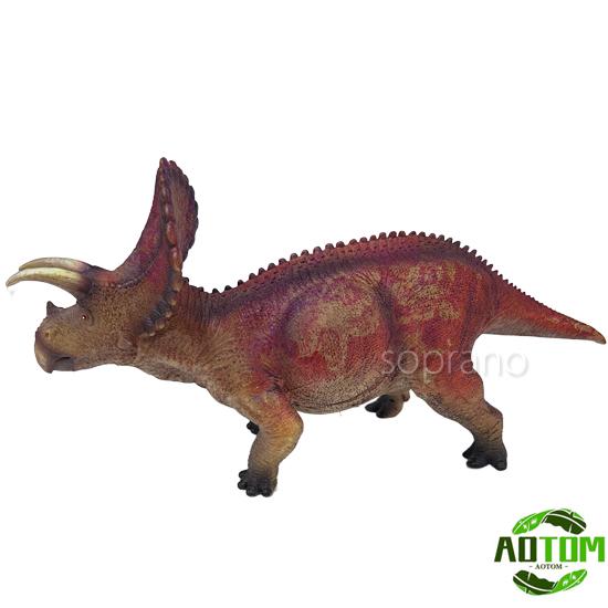 アオトモ 恐竜フィギュア ビニールモデル トリケラトプス 赤 FK