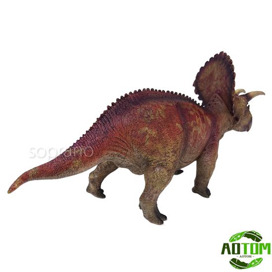 アオトモ 恐竜フィギュア ビニールモデル トリケラトプス 赤 FK