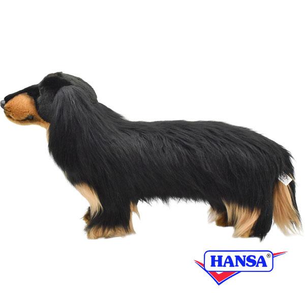 HANSA ハンサ ぬいぐるみ 8511 ミニチュアダックスフンド ロングヘア ブラック 犬 イヌ リアル 動物の画像