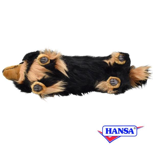 HANSA ハンサ ぬいぐるみ 8511 ミニチュアダックスフンド ロングヘア ブラック 犬 イヌ リアル 動物の画像