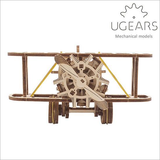 Ugears ユーギアーズ 木製組立立体パズル ミニ複葉機 プロペラ機