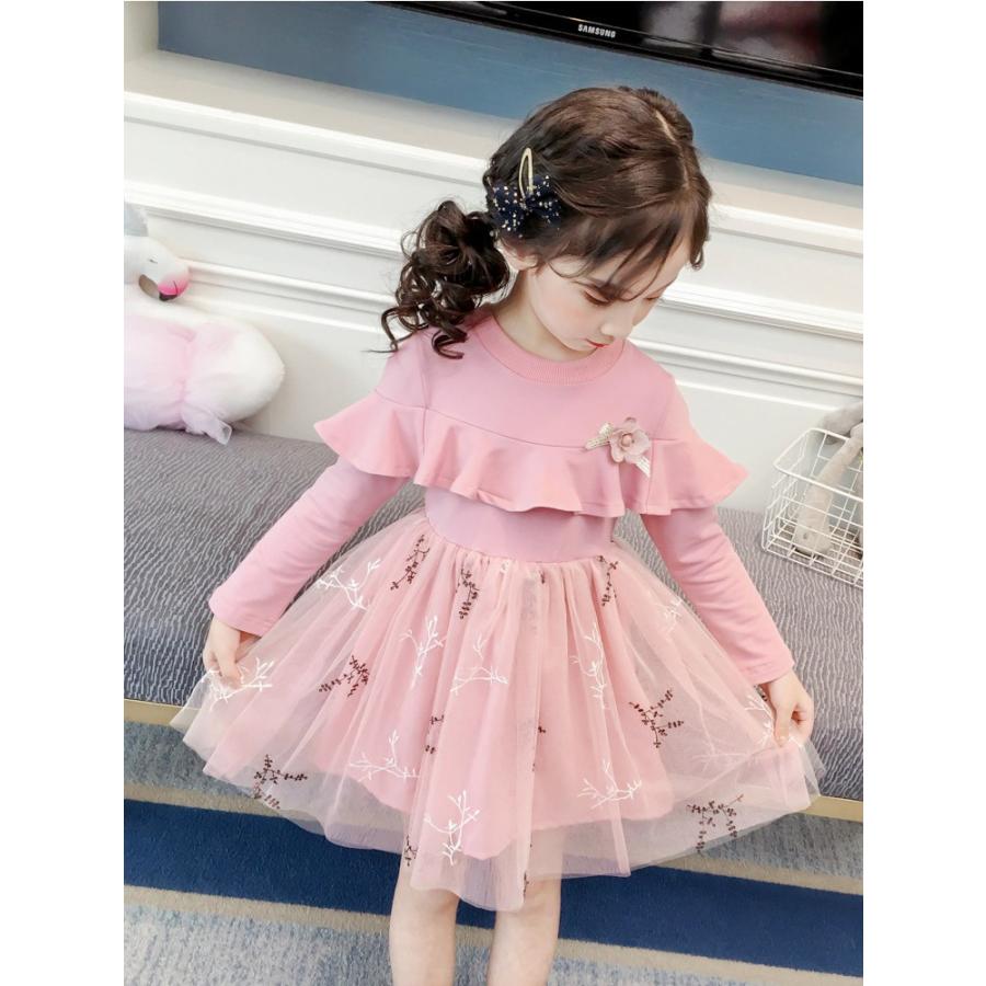 韓国 子供服 ワンピース フォーマル 女の子 長袖 刺繍 レース チュールワンピース キッズ 可愛い 発表会 Vely19g09 So Pretty 通販 Yahoo ショッピング
